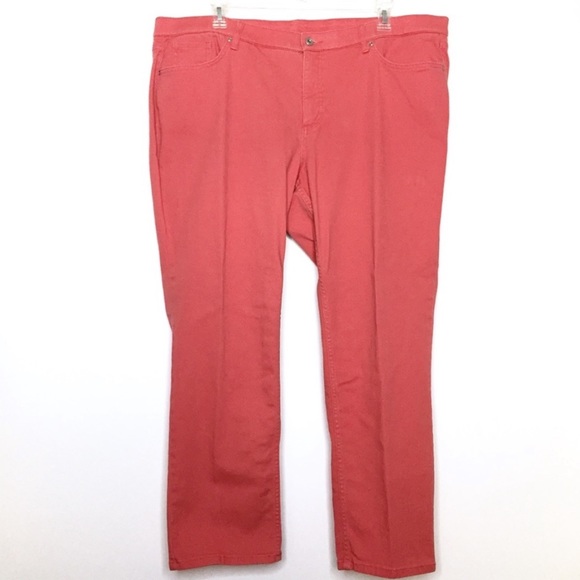 Denim & Co. Straight Leg Jeans 24W Coral Pink - Picture 1 of 7